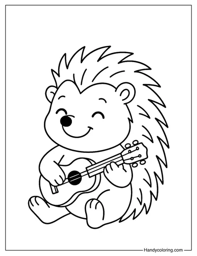 Musician Hedgehog Coloring Page