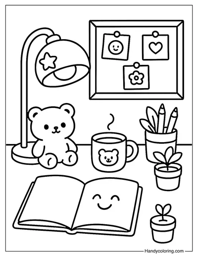 My Favorite Study Desk Coloring Page