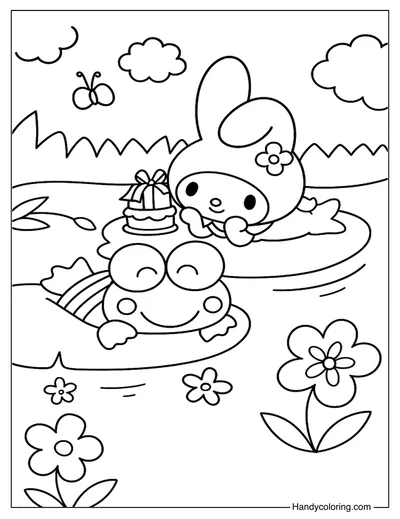 My Melody and Keroppi Coloring Page