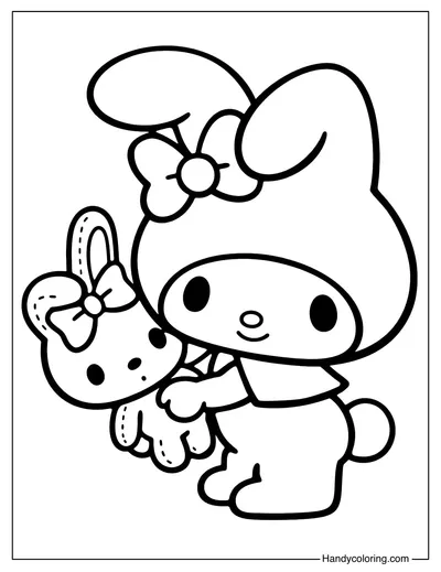 My Melody and Teddy Bunny Coloring Page