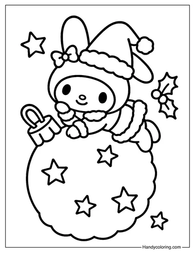 My Melody Christmas Coloring Page