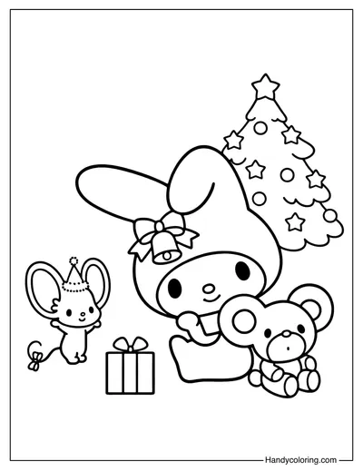 My Melody Christmas Joy Coloring Page