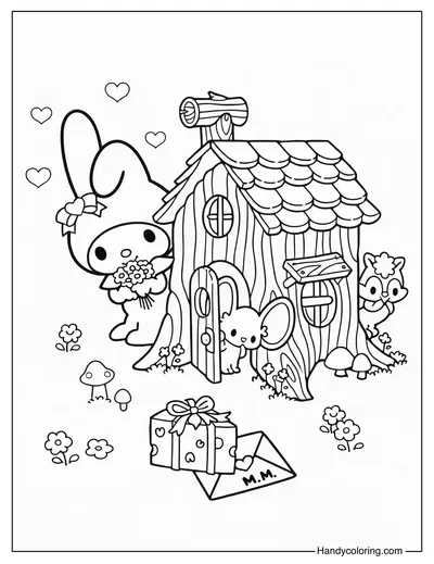 My Melody Cozy Cottage Coloring Page
