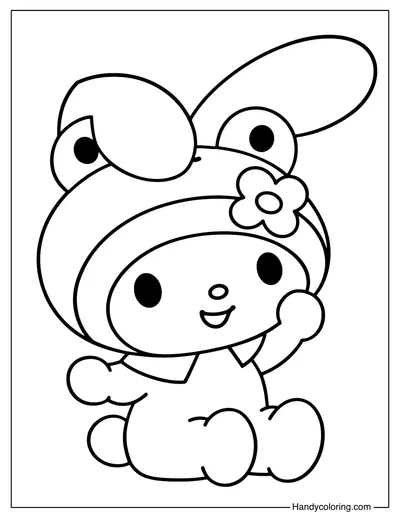 My Melody in Keroppi Hat Coloring Page