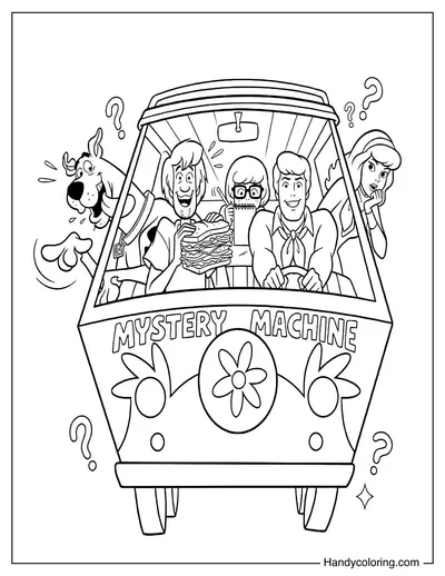 Mystery Inc. Riding in the Mystery Machine