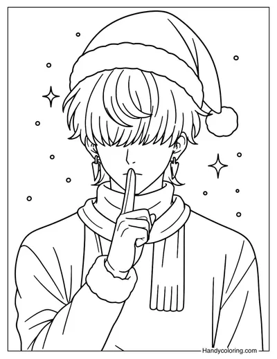 Mystery Making a Shushing Gesture at Christmas