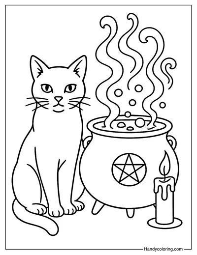 Mystic Cauldron Coloring Page