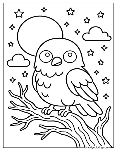Mystic Crow Coloring Page