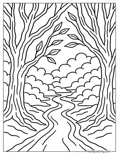 Mystic Forest Path Coloring Page