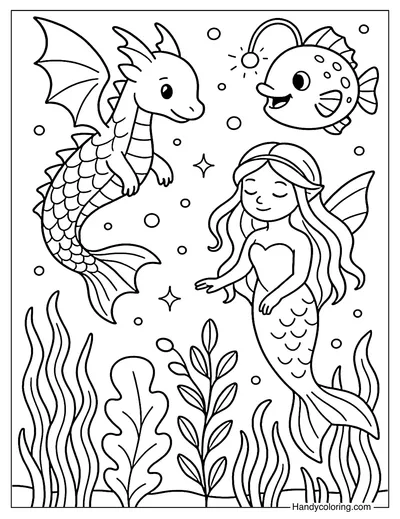 Mythical Sea Creatures Coloring Page