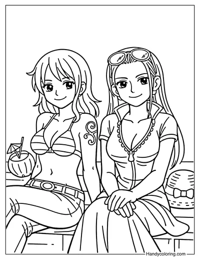 Nami and Robin Sitting Together