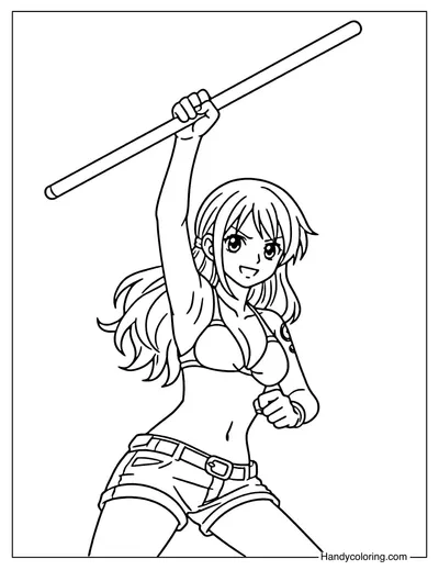 Nami Holding A Staff