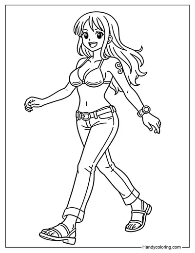 Nami Walking Cheerfully