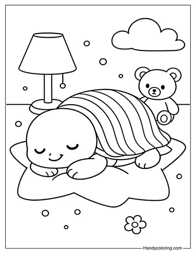 Nap Time Turtle Coloring Page