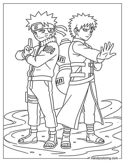 Naruto and Gaara Standing Back to Back
