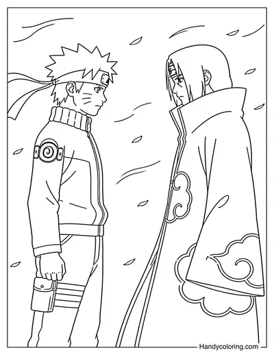 Naruto and Itachi Facing Each Other Calmly
