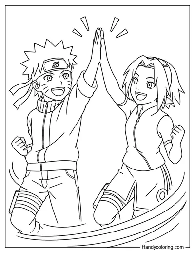 Naruto and Sakura High-Five