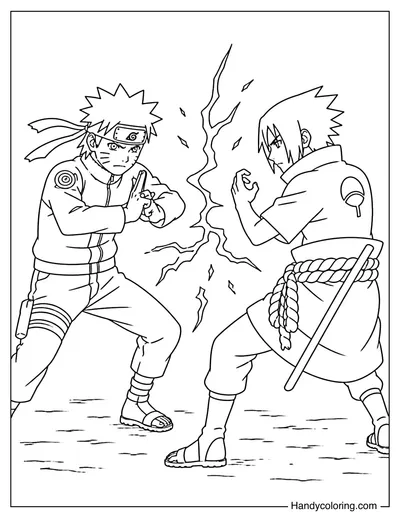Naruto and Sasuke Preparing to Fight