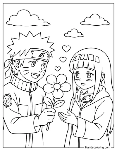 Naruto Giving Hinata a Flower