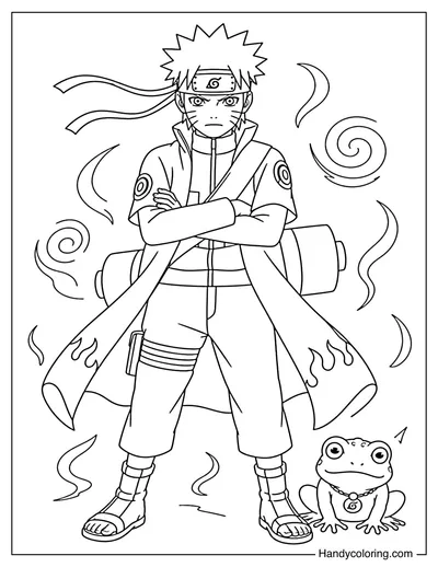 Naruto in Sage Mode with a Small Toad