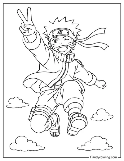 Naruto Jumping with a Peace Sign