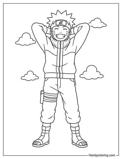 Naruto Laughing with Hands Behind Head