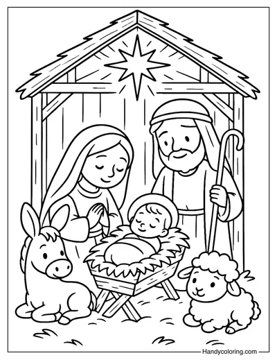 Nativity Scene Jesus Coloring Page