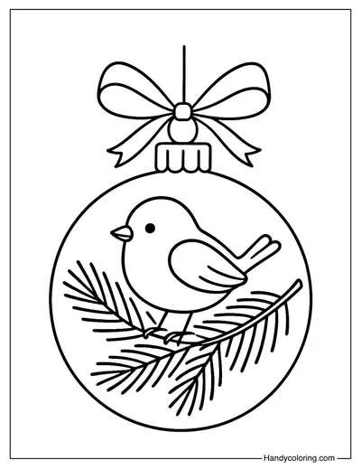 Nature Christmas Ornament Coloring Page