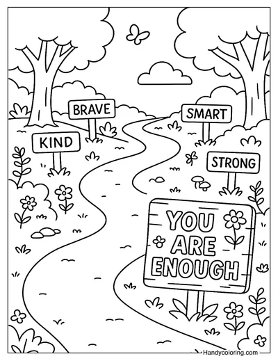 Nature Trail Affirmation Coloring Page