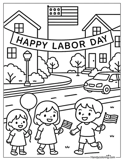 Neighborhood Celebration Coloring Page