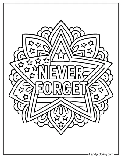 Never Forget Mandala Coloring Page