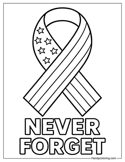 Never Forget Ribbon Coloring Page