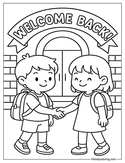 New Friends Greeting Coloring Page