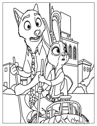 Nick and Judy Coloring Page
