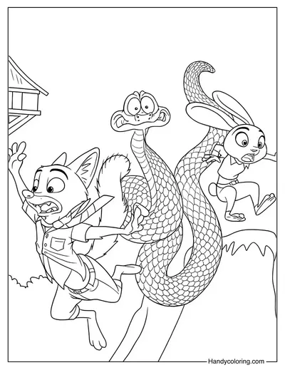 Nick with Judy and Gary Coloring Page