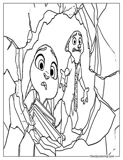 Nick with Judy Zootopia 2 Coloring Page