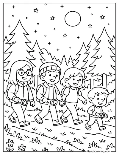 Night Hike Adventure Coloring Page