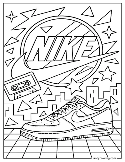 Nike Retro 80s Vibe Coloring Page