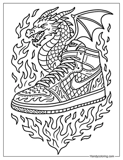 Nike x Mythical Dragon Coloring Page
