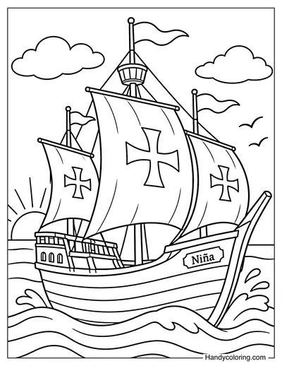 Nina Sailing Across Calm Ocean