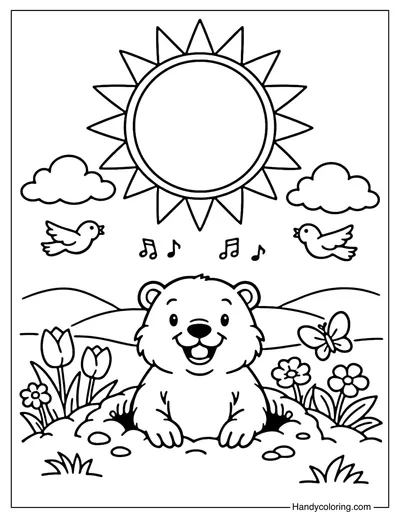 No Shadow Groundhog Coloring Page