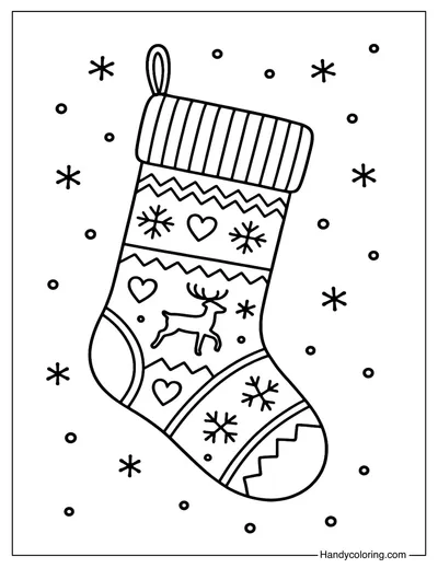 Nordic Pattern Stocking Coloring Page