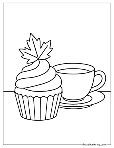 November Cupcake Coloring Page