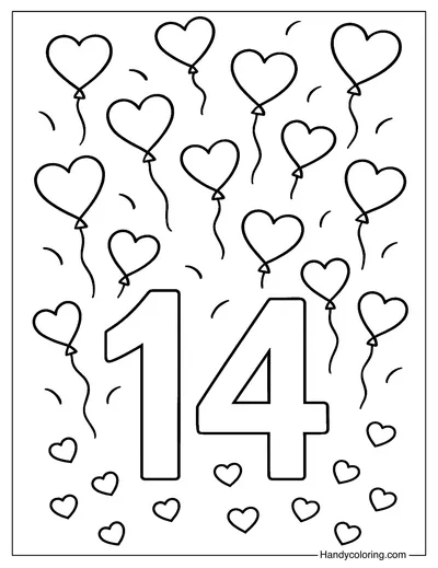 Number 14 Coloring Page