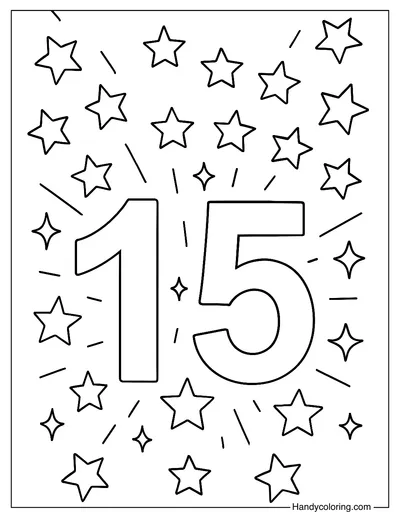 Number 15 Coloring Page