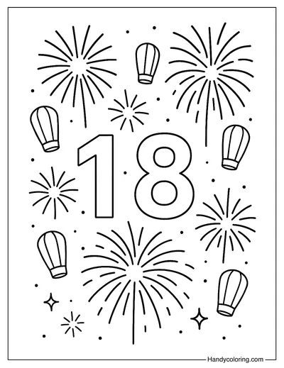 Number 18 Coloring Page