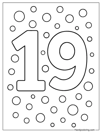 Number 19 Coloring Page