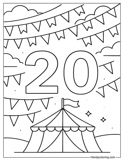 Number 20 Coloring Page