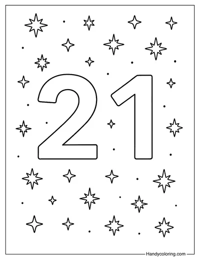 Number 21 Coloring Page