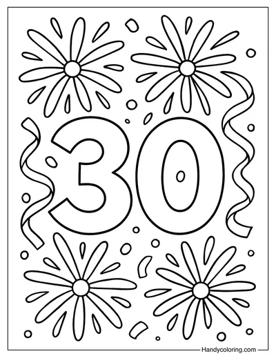 Number 30 Coloring Page